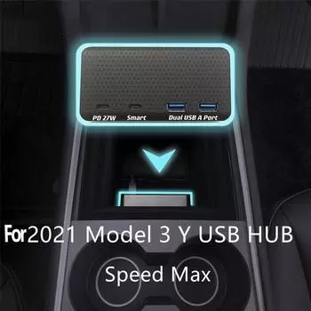 Для Tesla Model 3 Y Аксессуары USB Разветвитель Хаб HUB Док-станция Скоростной Хаб Расширитель Зарядное устройство
