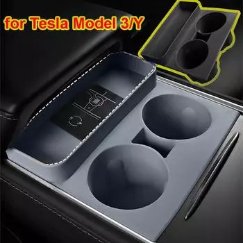 Для Tesla Model 3 Y Center Control Cup Stopper цельный силиконовый стакан держатель для телефона карты очки коробка для хранения подстаканник аксессуары чёрный