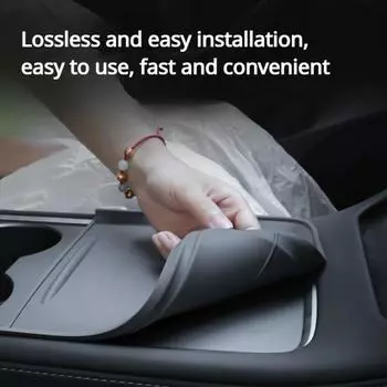 Для Tesla Model 3 Y Центральный пульт управления Силиконовая накладка Противоскользящая центральная консоль Защитная пленка Push-pull Аксессуары для интерьера 2024 чёрный