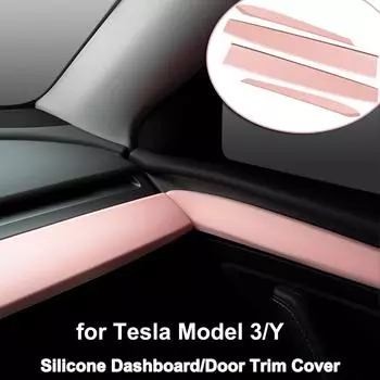 Для Tesla Model 3 Y дверная отделка приборной панели крышка силиконовая с рисунком из углеродного волокна наклейка на приборную панель аксессуары для интерьера for 21-22 Model 3 Y белый