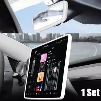 Для Tesla Model 3 Y Highland Защитная пленка для экрана Силиконовая рамка Край дисплея Крышка корпуса Аксессуары для центрального управления 2024 2023 2022 1 set чёрный