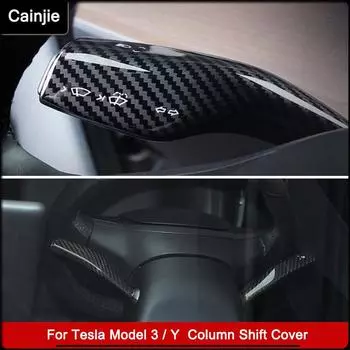 Для Tesla Model 3 Y нашивка из углеродного волокна ABS model3 2022, автомобильный руль, сдвиг колонки, декоративная крышка, внутренняя переделка Bright Carbon-ABS