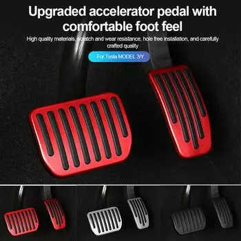 Для Tesla Model 3 Y Педали тормоза Подставка для ног Ускоритель Педаль автомобиля Резиновая накладка Крышка Алюминиевый сплав Аксессуары для интерьера автомобилей
