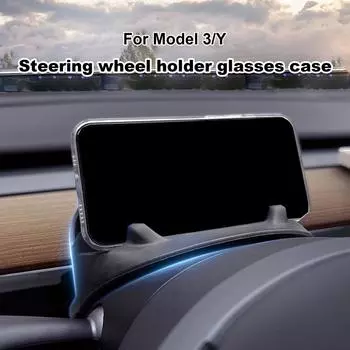Для Tesla Model 3 / Y Рулевое колесо Задний держатель телефона Консольный органайзер Ящик для хранения Силиконовый консольный лоток для хранения салона автомобиля чёрный