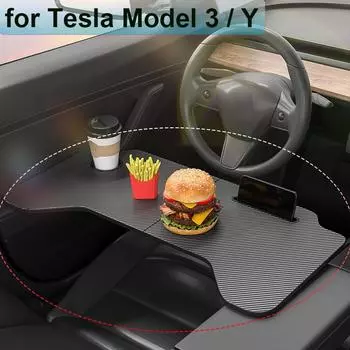 для Tesla Model 3 Y Стол на руль из углеродного волокна, стол второго пилота, складной поднос для еды, напитков, планшета, подставка для телефона