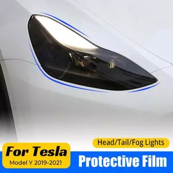 Для Tesla Model Y 2019-2023 Высококачественная защитная пленка TPU для фар, противотуманных фар, задних фонарей For Foglight чистый