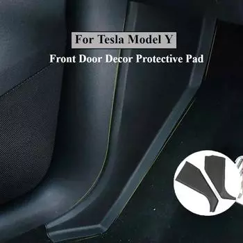 Для Tesla Model Y 2024-2024 HW4.0 автомобильный декоративный элемент передней двери защитная накладка подставка для педалей боковые щитки анти-ударная наклейка защитная крышка
