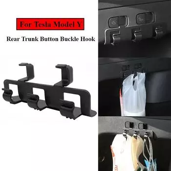 Для Tesla Model Y 21-24 Задний крючок для багажника Кнопка Пряжка Подвесной держатель для хранения Клип Багажная сумка Вешалка для зонтика Аксессуары для моделей чёрный