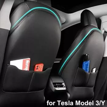 Для Tesla Model Y 3 2023 года выпуска накладка на спинку переднего и заднего сиденья с защитой от ударов из искусственной кожи с карманом, декоративная защита, аксессуары