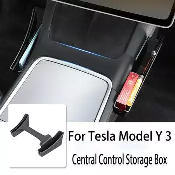 Для Tesla Model Y/3 Центральный ящик для хранения с обеих сторон Противоскользящий боковой органайзер Аксессуары для модификации салона автомобиля чёрный