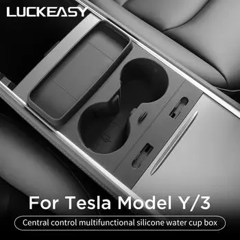Для Tesla Model Y многофункциональный держатель для стакана воды центральный ящик для хранения Model3 держатель для напитков лоток для хранения автомобильные аксессуары