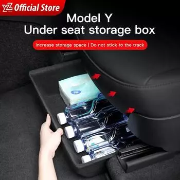 Для Tesla Model Y ящик для хранения под сиденьем, держатель для ящика, автомобильный органайзер, аксессуары для Tesla Model Y 2021/2023, автомобильные аксессуары Rear Seat Box