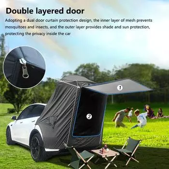 Для Tesla Model Y Tailgate Sunshade и Rain Awning Tent противоразрывная и водонепроницаемая и москитная кемпинговая палатка аксессуары Tesla чёрный