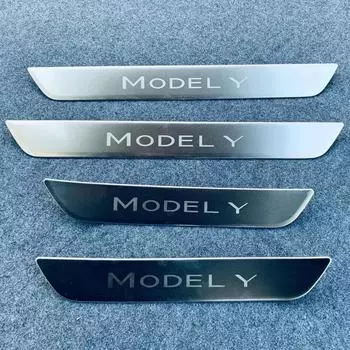 Для Tesla Model Y внедорожник аксессуар 2022 карбоновая нержавеющая накладка на порог автомобиля, защита для педали серебряный