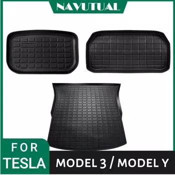 Для Tesla Model Y задние сиденья Защитные коврики Противоударные коврики TPE Чехол на сиденье и багажник Коврики для ног Модель 3 Y 2016-2023
