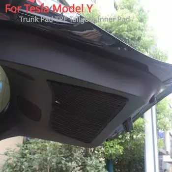 Для Tesla Model Y Защитная накладка на заднюю дверь багажника Аксессуары для модификации салона автомобиля Водонепроницаемая внутренняя накладка на заднюю дверь 2024 чёрный