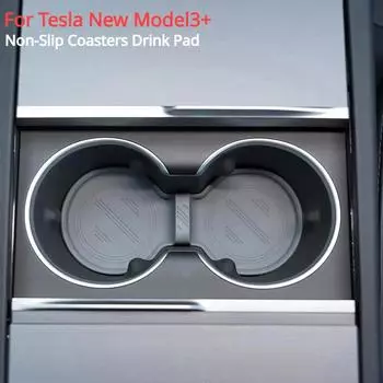 Для Tesla New Model3+ 2024 Highland Coasters Slots нескользящая водонепроницаемая подставка для напитков коврик для стакана воды автомобильные силиконовые аксессуары для интерьера
