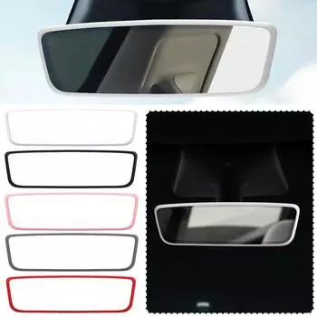 Для Tesla Y 2024 аксессуары для интерьера защитная накладка на зеркало заднего вида розовая белая рамка декоративная силиконовая полоска защита M7A4
