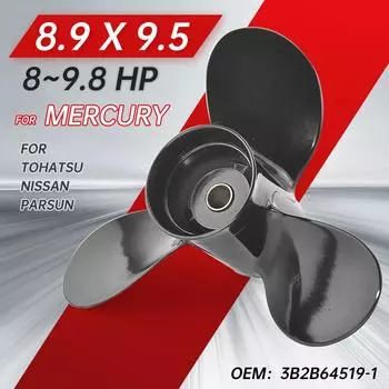 Для Tohatsu Mercury 8hp 9,9hp подвесной гребной винт 8,9*9,5 лодочный мотор винт из алюминиевого сплава 3 лезвия 12 шлицев часть морского двигателя