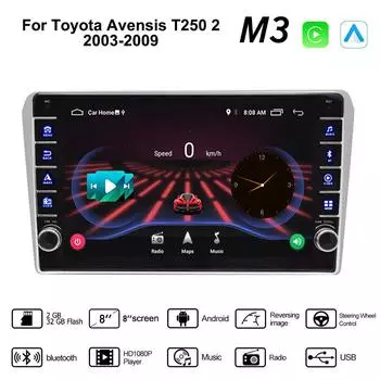 Для Toyota Avensis T250 2 2003-2009 с кнопкой Android Автомобильный радиоприемник Мультимедийный плеер Навигация Стерео GPS 2 Din Carplay 2 + 32 ГБ 1+16GB