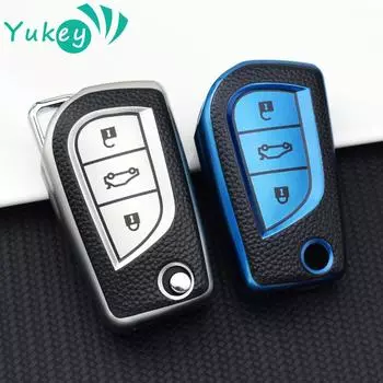 Для Toyota Aygo Yaris Highlander Camry RAV4 брелок для ключей из ТПУ с 3 кнопками, чехол для ключей от автомобиля, защитный чехол, брелок, автомобильные аксессуары серебряный