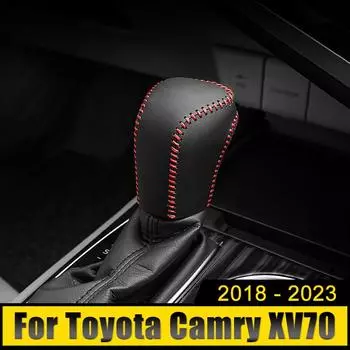 Для Toyota Camry 70 XV70 2018 2019 2020 2024 2024 2024 Кожаные автомобильные хомуты переключения передач Крышка ручки переключения передач автомобиля Аксессуары чёрный