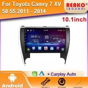 Для Toyota Camry 7 XV 50 55 2011 - 2014 Android Car Radio Multimedia Navigation 4G GPS CarPlay Wireless Stereo 2 Din Screen 4 core 1GB+32GB carplay