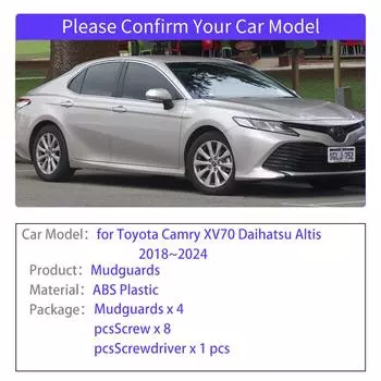 для Toyota Camry 8th XV70 Daihatsu Altis 2018~2024 Брызговики Расширители крыльев Брызговик Защита от брызг Спойлер Автомобильные аксессуары for XLE LE L чёрный