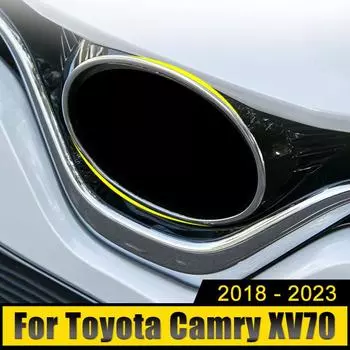 Для Toyota Camry XV70 2018-2024 2024 2024 Нержавеющая передняя рама автомобиля Mark Grille Cover Trim Grill Emblem Badge Logo Case Sticker серебряный