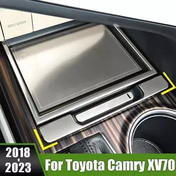 Для Toyota Camry XV70 70 2018 2022 2023 Нержавеющая сталь Центральная консоль автомобиля Ящик для хранения Контейнер Крышка Украшение A Black
