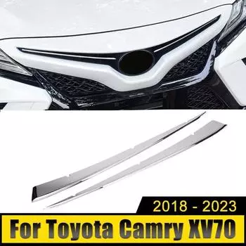 Для Toyota Camry XV70 SE XSE 2018-2022 2023 автомобильный передний бампер из нержавеющей стали, нижняя решетка, накладка, средняя сетка, яркие полоски серебряный
