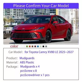 для Toyota Camry XV80 LE SE XLE XSE 9th Gen 2025~2027 Брызговики, расширители крыльев, брызговик, спойлер, автомобильные аксессуары for LE XLE