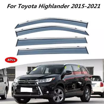Для Toyota Highlander 2015-2024 Аксессуары Ветровые дефлекторы Козырьки Дождевик Дверной козырек Вентиляционные жалюзи Вентиляционный козырек из нержавеющей стали