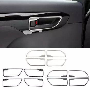Для Toyota Highlander XU70 2024 внутренняя часть автомобиля Стайлинг Ремонт Внутренняя ручка двери Панель Рамка Отделка Наклейка из нержавеющей стали чёрный