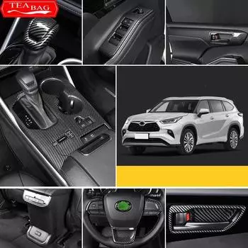 Для Toyota Highlander XU70 Refit 2022 автомобильные внутренние молдинги из углеродного волокна, крышка панели передач, аксессуары для рамки V