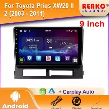 Для Toyota Prius XW20 II 2 2003 - 2011 Android Android Auto 2DIN автомобильный радиоплеер головное устройство GPS Carplay стерео мультимедиа 4G 4 core 1GB+32GB carplay