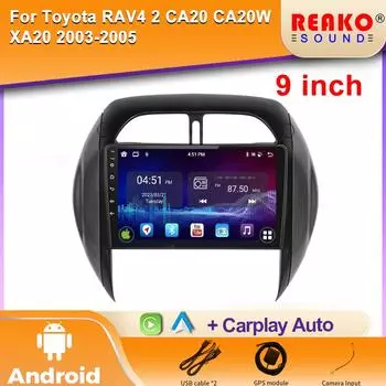 Для Toyota RAV4 2 CA20 CA20W XA20 2003-2005 Головное устройство Android Auto Radio Multimedia Player GPS Navigation Carplay 2din DVD 4 core 1GB+32GB carplay