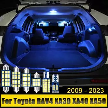 Для Toyota RAV4 XA30 XA40 XA50 2009-2019 2020 2021 2022 2023 RAV 4 Hybrid 6PCS Car Dome Reading Lamps Vanity Mirror Lantern Lamps RAV4 2019-2023 6pcs белый