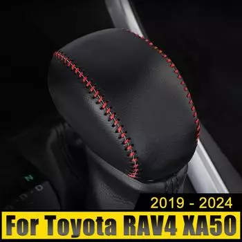 Для Toyota RAV4 XA50 2019 2020 2024 2024 2024 2024 Чехол для ручки рычага переключения передач автомобиля из натуральной кожи для ручного шитья красный