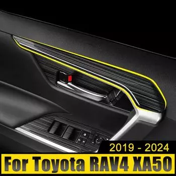 Для Toyota RAV4 XA50 2019 2020 2024 2024 2024 2024 Гибридные автомобильные ручки из нержавеющей стали Рамка отделки Декоративная накладка Наклейки чёрный