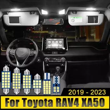 Для Toyota RAV4 XA50 2019 2020 2024 2024 2024 RAV 4 Hybrid 6 шт. 12 В светодиодные лампы для чтения в куполе автомобиля, лампы для зеркала, лампы для багажника белый