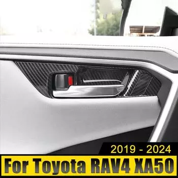 Для Toyota RAV4 XA50 2019 2020 2024 2024 2024 2024 RAV 4 Hybrid ABS Carbon Car Внутренняя дверная ручка Чаша Крышка Корпуса Наклейки Отделка