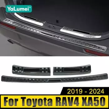 Для Toyota RAV4 XA50 2019-2024 2024 2024 2024 Гибридный автомобильный задний бампер из нержавеющей стали, накладка на порог багажника, защита педалей