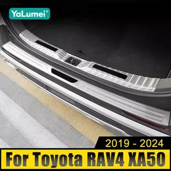 Для Toyota RAV4 XA50 2019-2024 2024 2024 2024 Нержавеющая крышка багажника автомобиля Внутренняя защита задней двери Задний бампер Накладка на порог Педаль