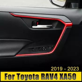 Для Toyota RAV4 XA50 2022 2023 ABS салон автомобиля молдинг подъемник подлокотник декоративные дверные чаши полоски накладки красный