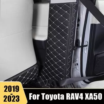 Для Toyota RAV4 XA50-2022 2023 Автомобильная защитная накладка на среднюю стойку из искусственной кожи, антигрязный ремень безопасности, автомобильный дверной коврик чёрный