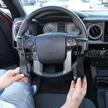 Для Toyota Tundra 2014 2015 2016 2017 2018 2019 2020 2 шт. Узор из углеродного волокна ABS автомобильный чехол рулевого колеса аксессуары для отделки чёрный