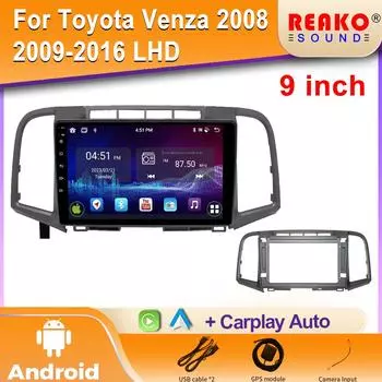 Для Toyota Venza 2008 2009-2016 LHD Автомобильный Радиоприемник Мультимедиа Видеоплеер Навигация Стерео 4G GPS Android 2din dvd 4 core 1GB+32GB carplay