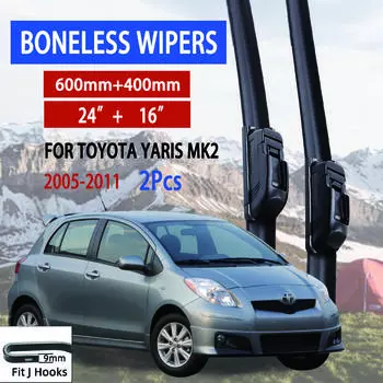 Для Toyota Yaris MK2 2005-2011 автомобильный стеклоочиститель U-образный мягкий резиновый бескаркасный без кронштейна автомобильные дворники 24 +16