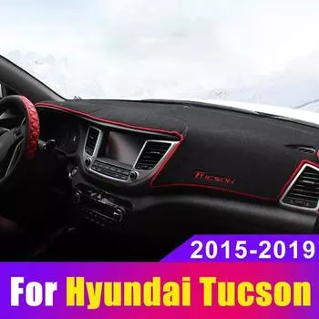 Для Tucson 2015 2016 2017 2018 2019 Приборная панель автомобиля Избегайте легкой панели Инструмент Платформа Настольный коврик Коврики Аксессуары lhd 2015-2018 black